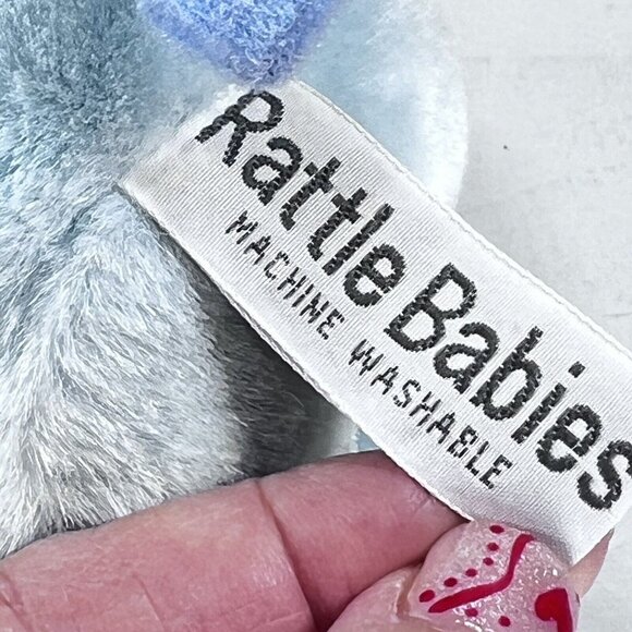 RUSS BERRIE Vtg Plush Blue Elephant Rattle Babies 6" Stuffed Animal Toy Korea - Picture 6 of 7